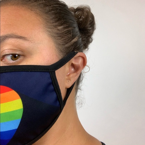 Rainbow Heart LGBT Pride Cloth Face Mask Covering - Picture 6 of 10